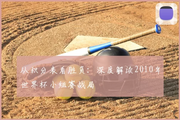 从积分表看胜负：深度解读2010年世界杯小组赛战局